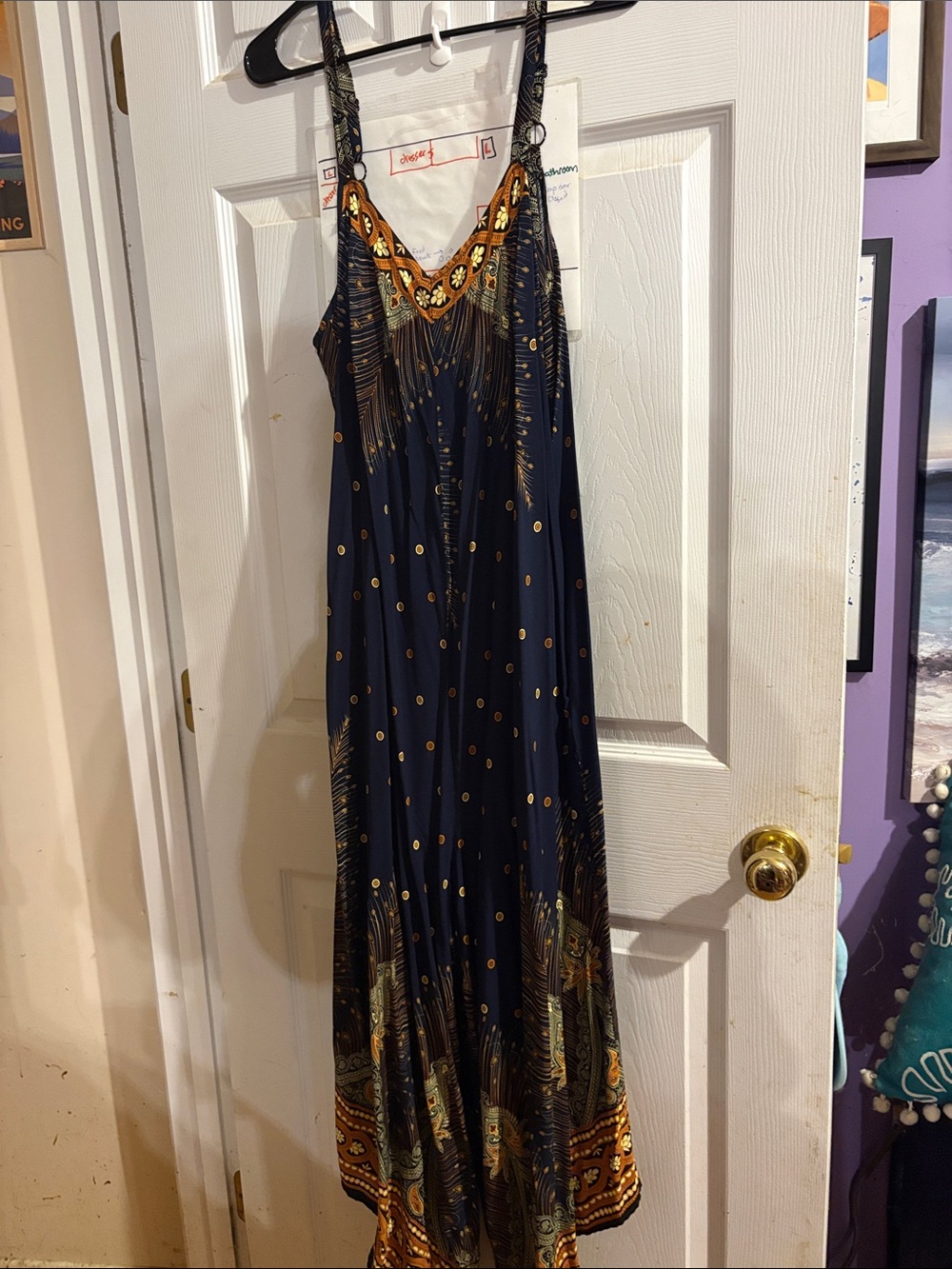 BloomChic Boho jumpsuit with Gold Paisley Accents sz 18